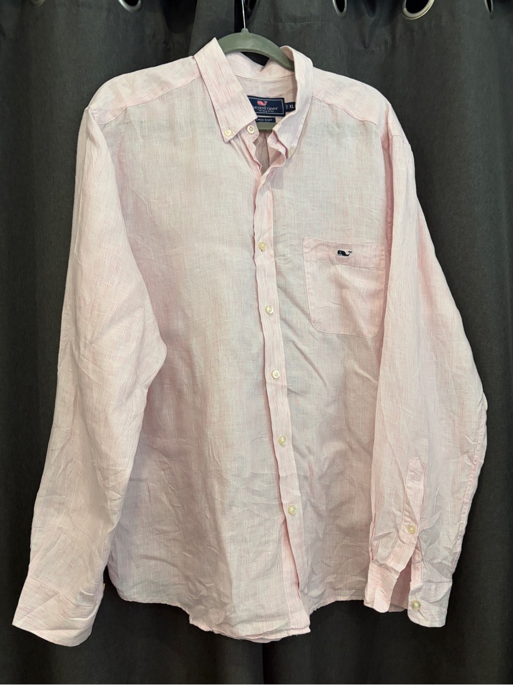 Vineyard Vines Shirt Mens XL  Pink Button Up Long Sleeve 100% Linen